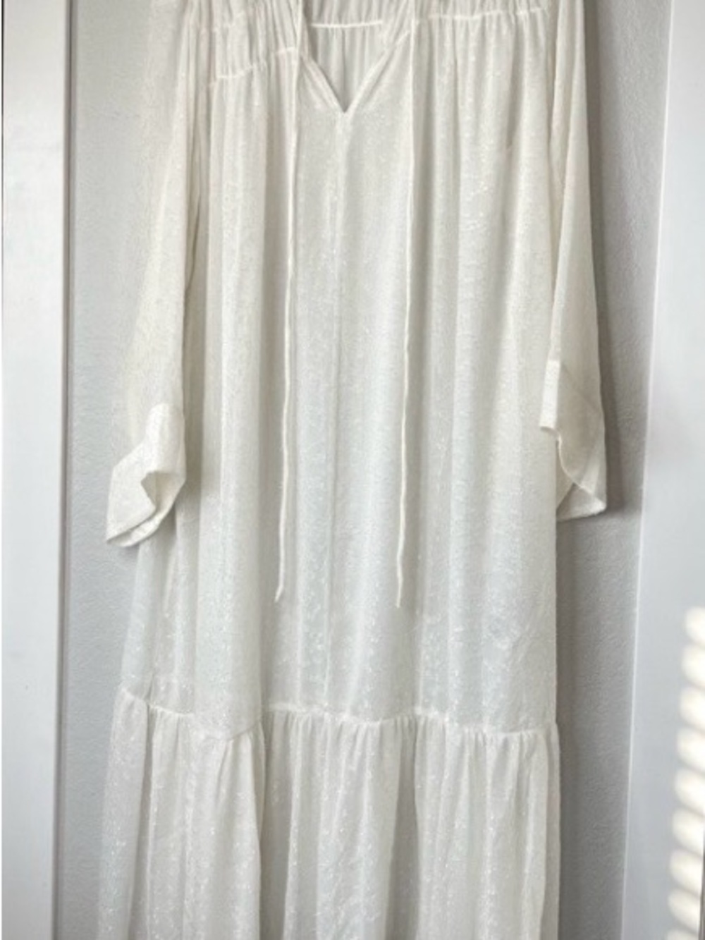 H&M Cream Sparkling Long Ruffled Maxi Dress - Picture 4 of 7